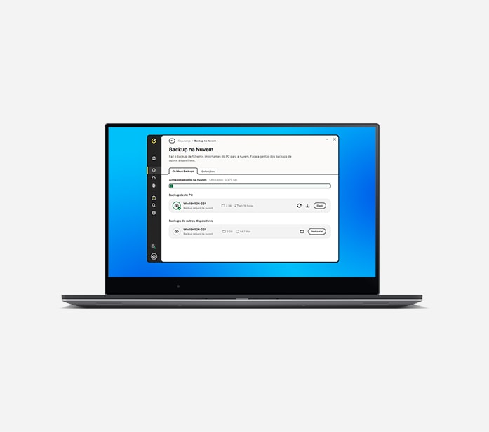 Imagem de portátil com backup na nuvem.